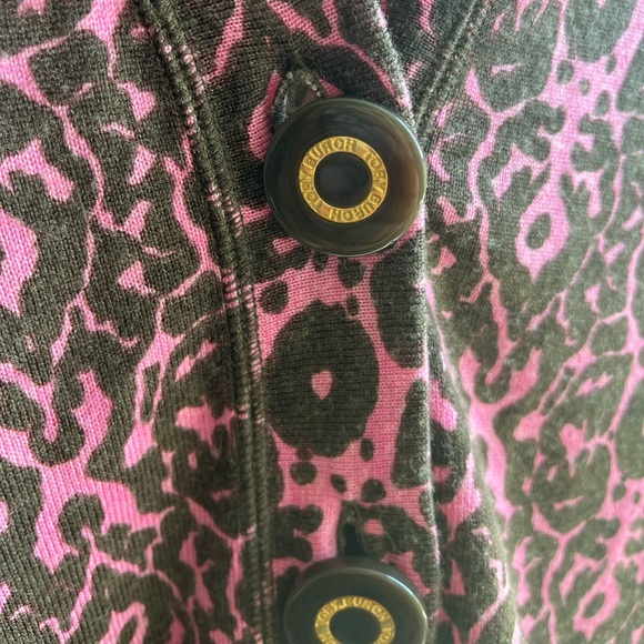Tory Burch pink and brown printed cardigan - 100% merino wool - Picture 2 of 6